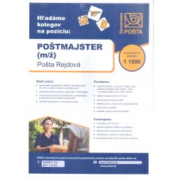 Pracovná ponuka  na pozíciu Poštmajstra v obci Rejdová